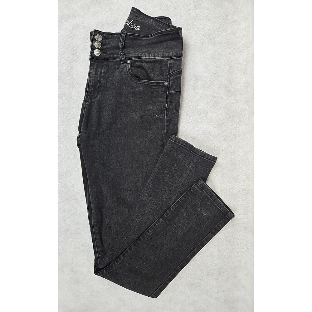 Bamboo Jeans Womens Size 13/14 Straight‎ Mid Rise Black Denim Pant